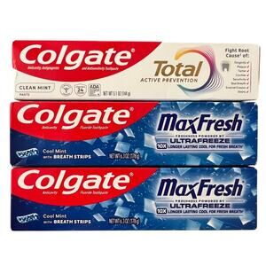 Lot 3 Colgate Max Fresh/Total Whitening Toothpaste, 6.3oz/5.1oz